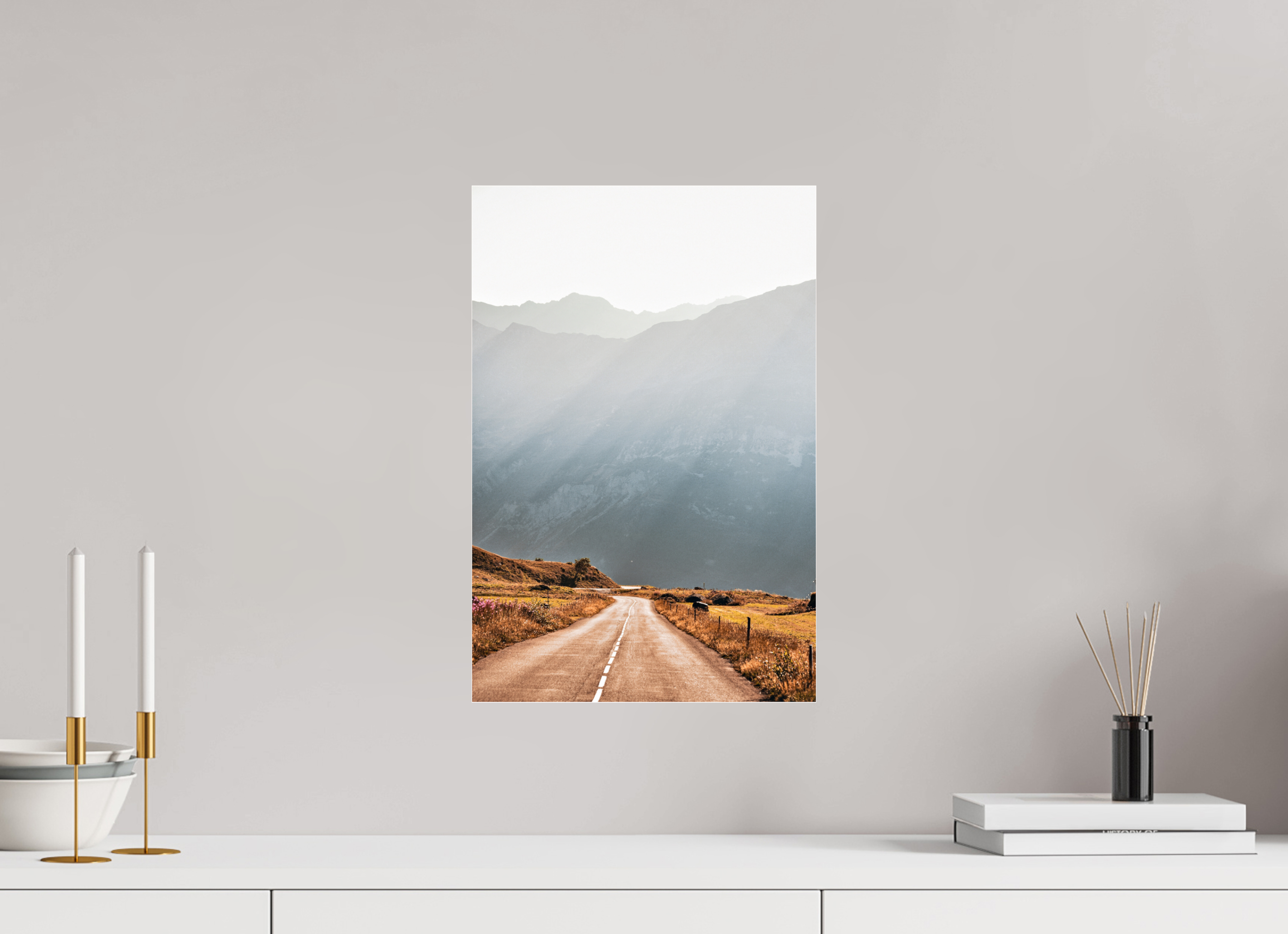 30 x 45 cm, Floating Metal Print Open Road.