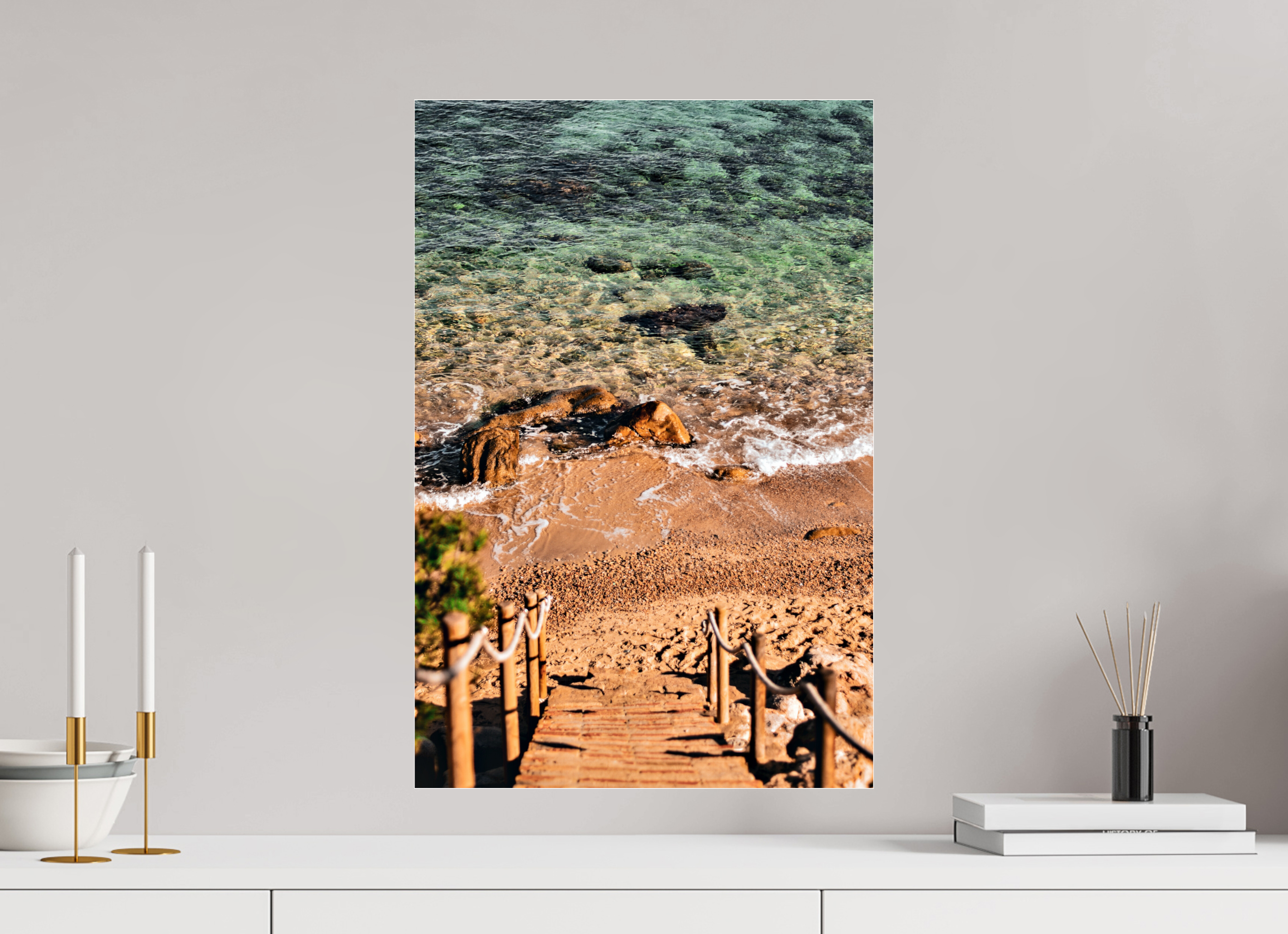 40 x 60 cm, Floating Metal Print Safe Shore.