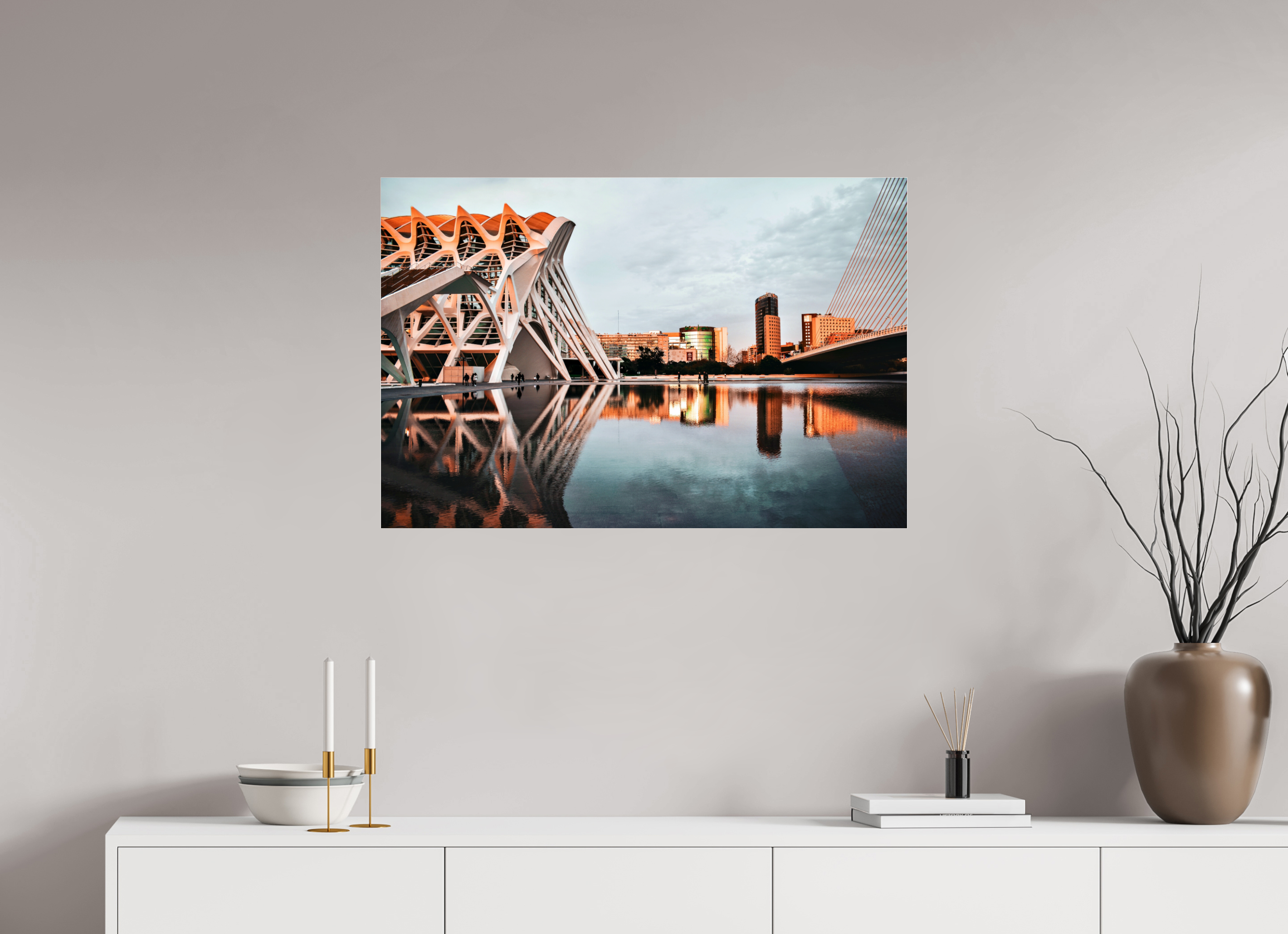 90 x 60 cm, Floating Metal Print Oh mirror.