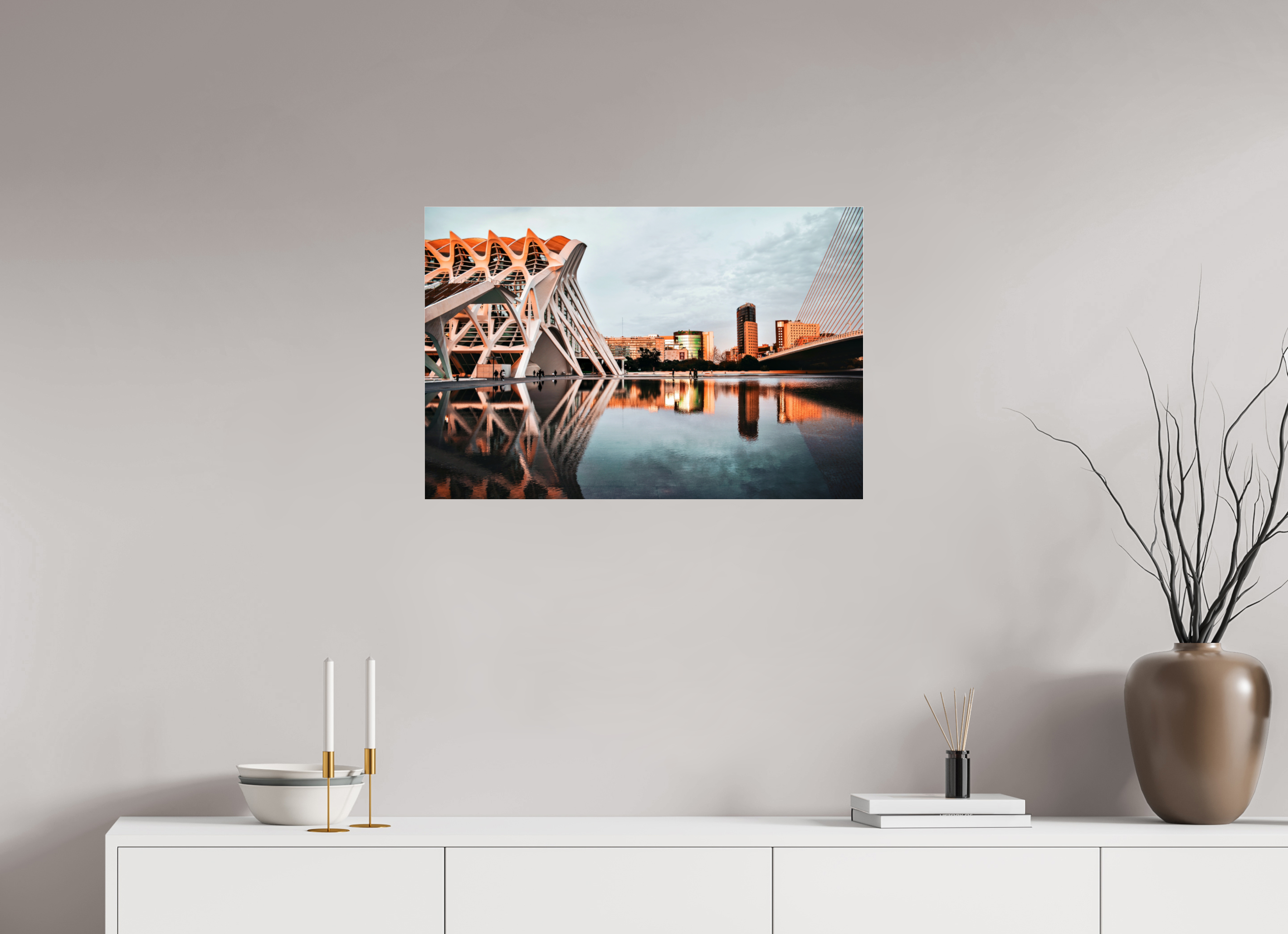 75 x 50 cm, Floating Metal Print Oh mirror.