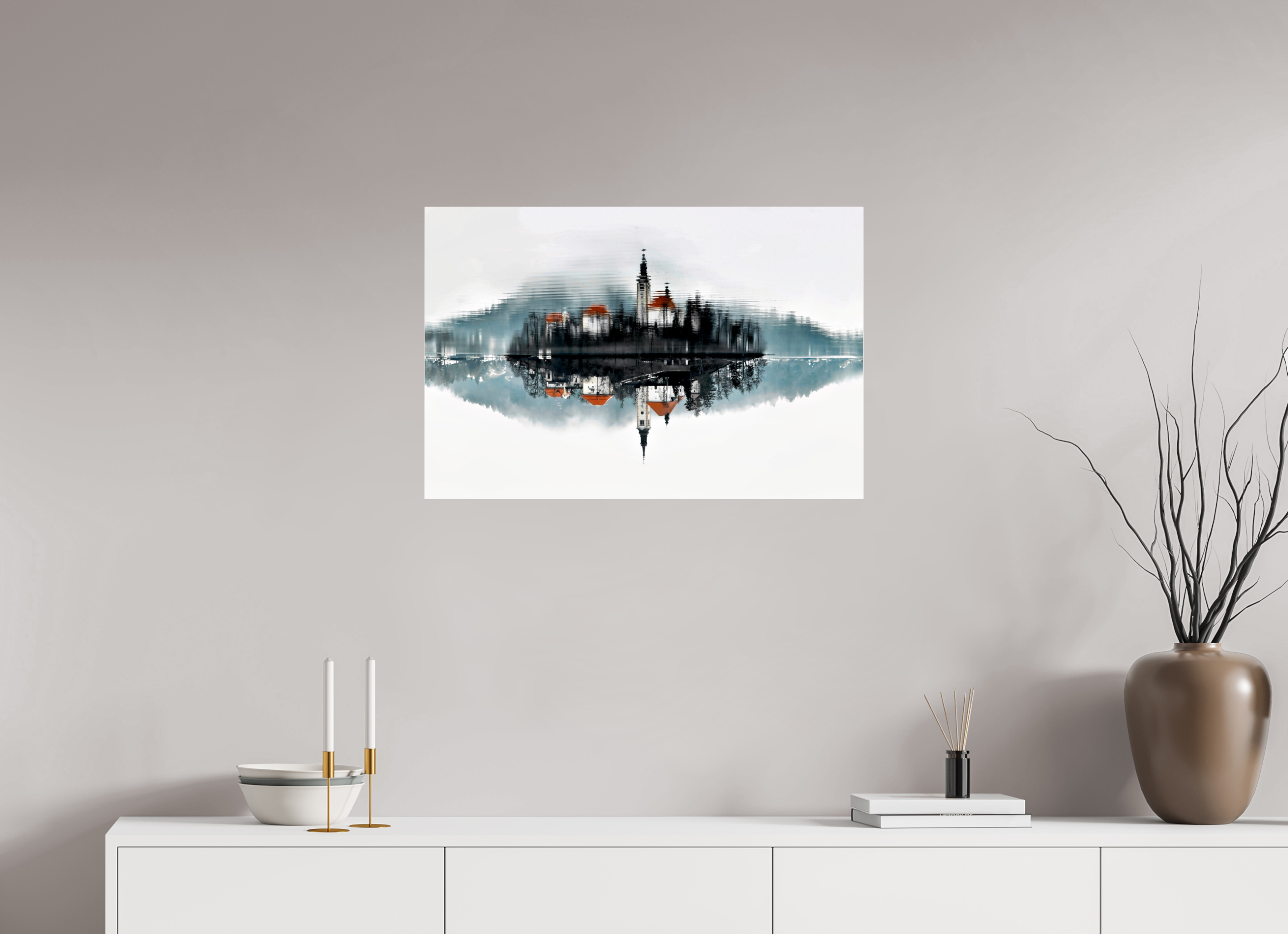 75 x 50 cm, Floating Metal Print Almost Real.