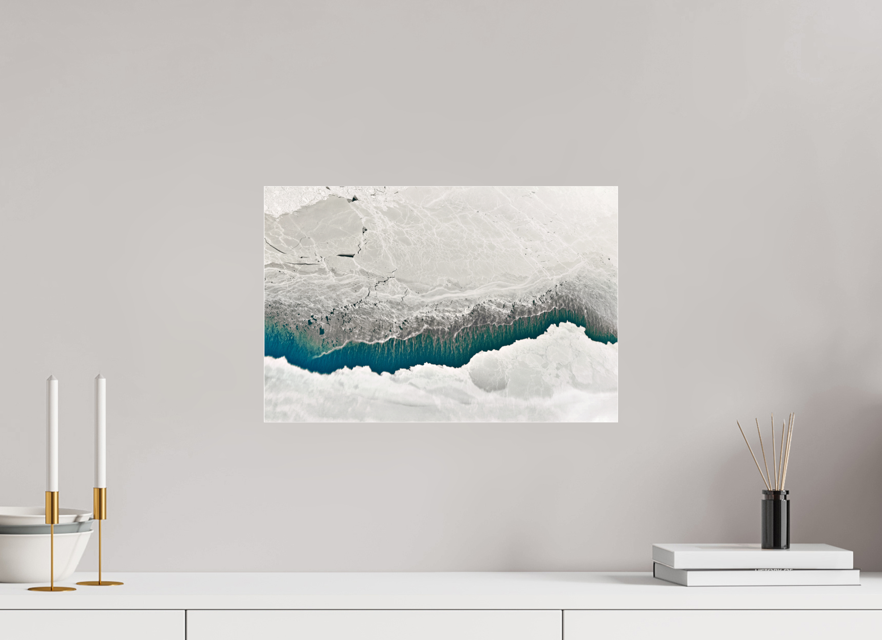 45 x 30 cm, Floating Metal Print Frozen breath.