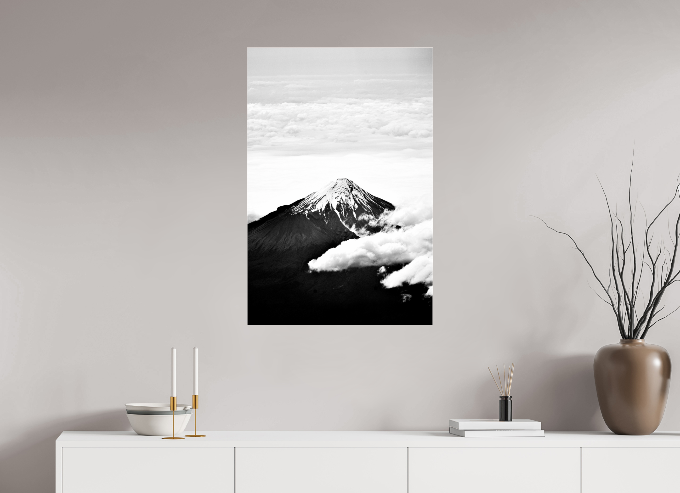 60 x 90 cm, Floating Metal Print Above the Clouds