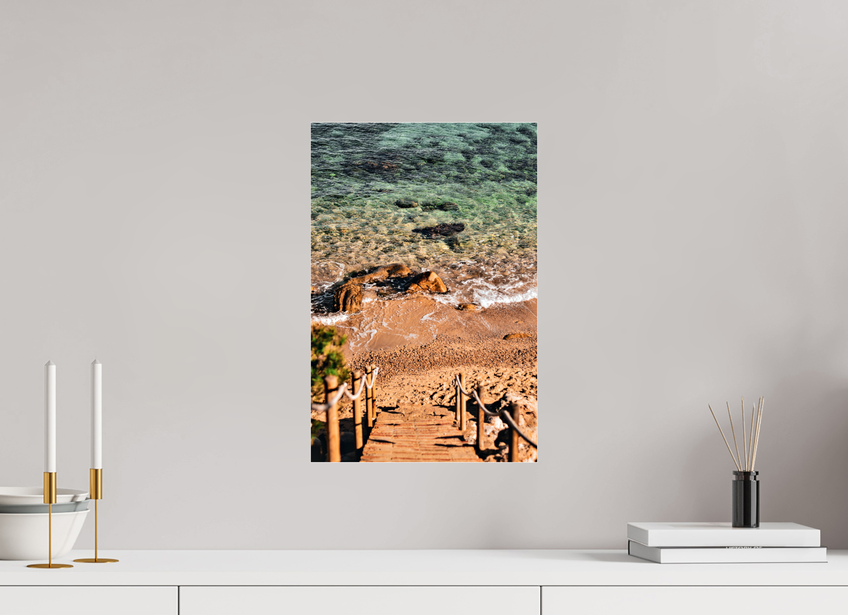 30 x 45 cm, Floating Metal Print Safe Shore.