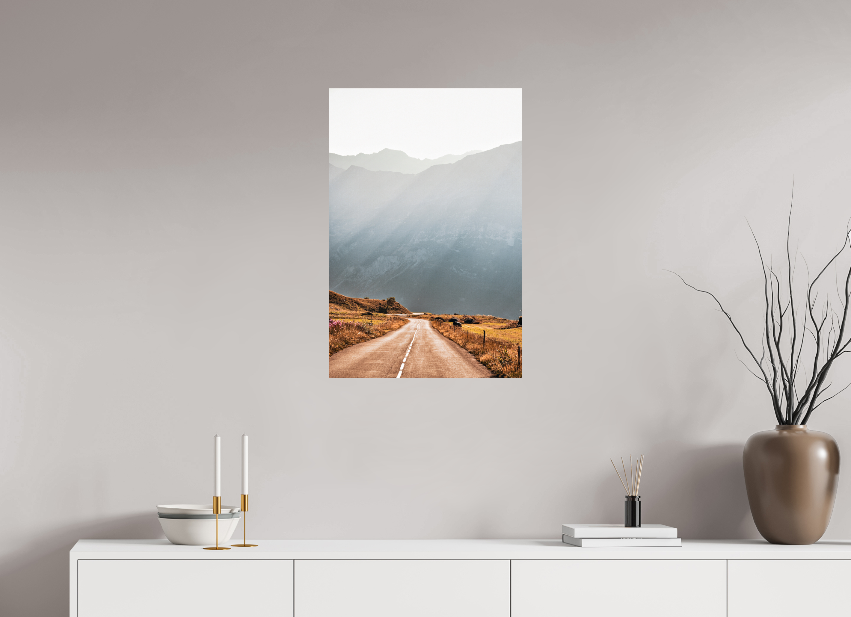 50 x 75 cm, Floating Metal Print Open Road.