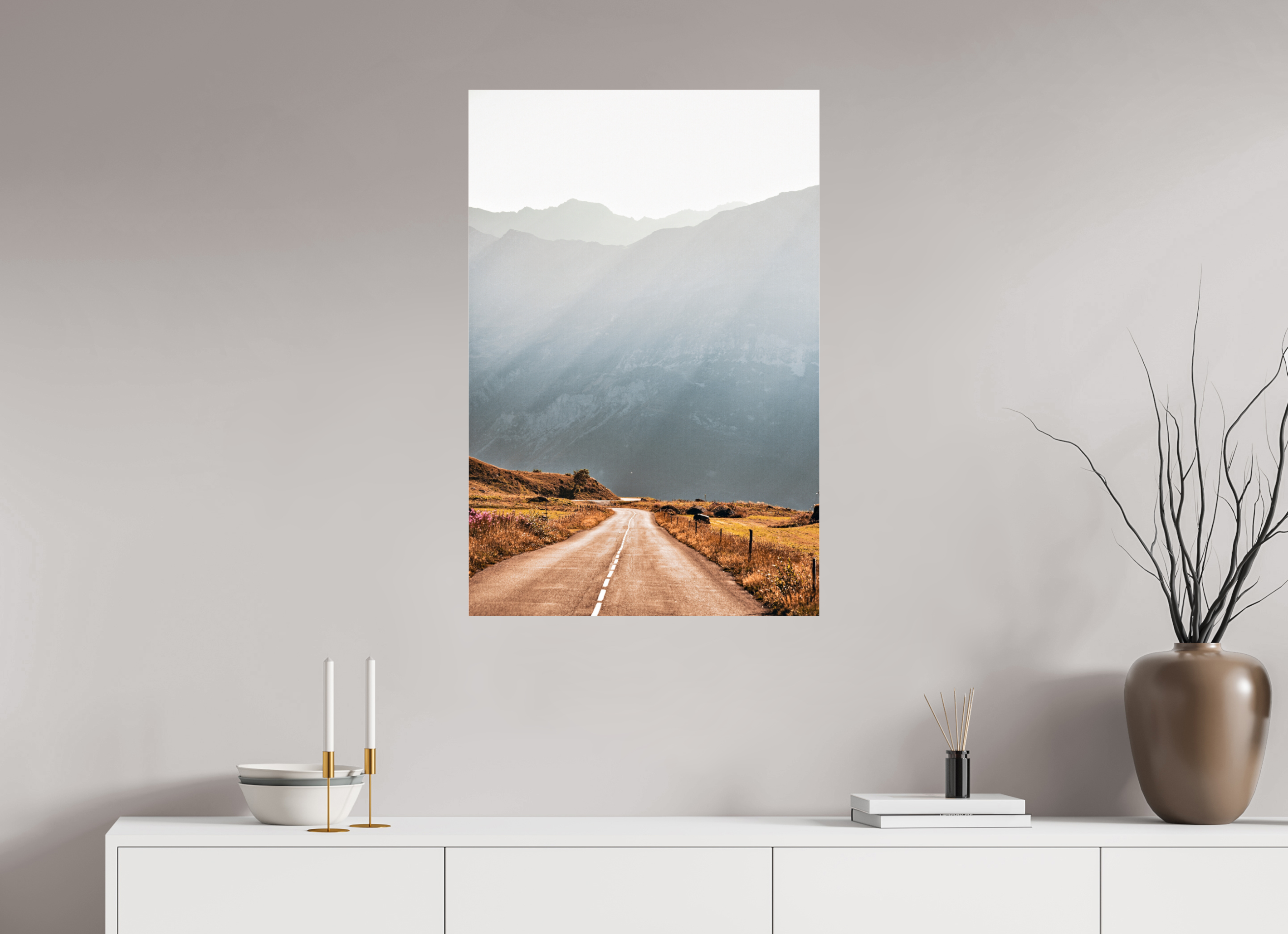 60 x 90 cm, Floating Metal Print Open Road.