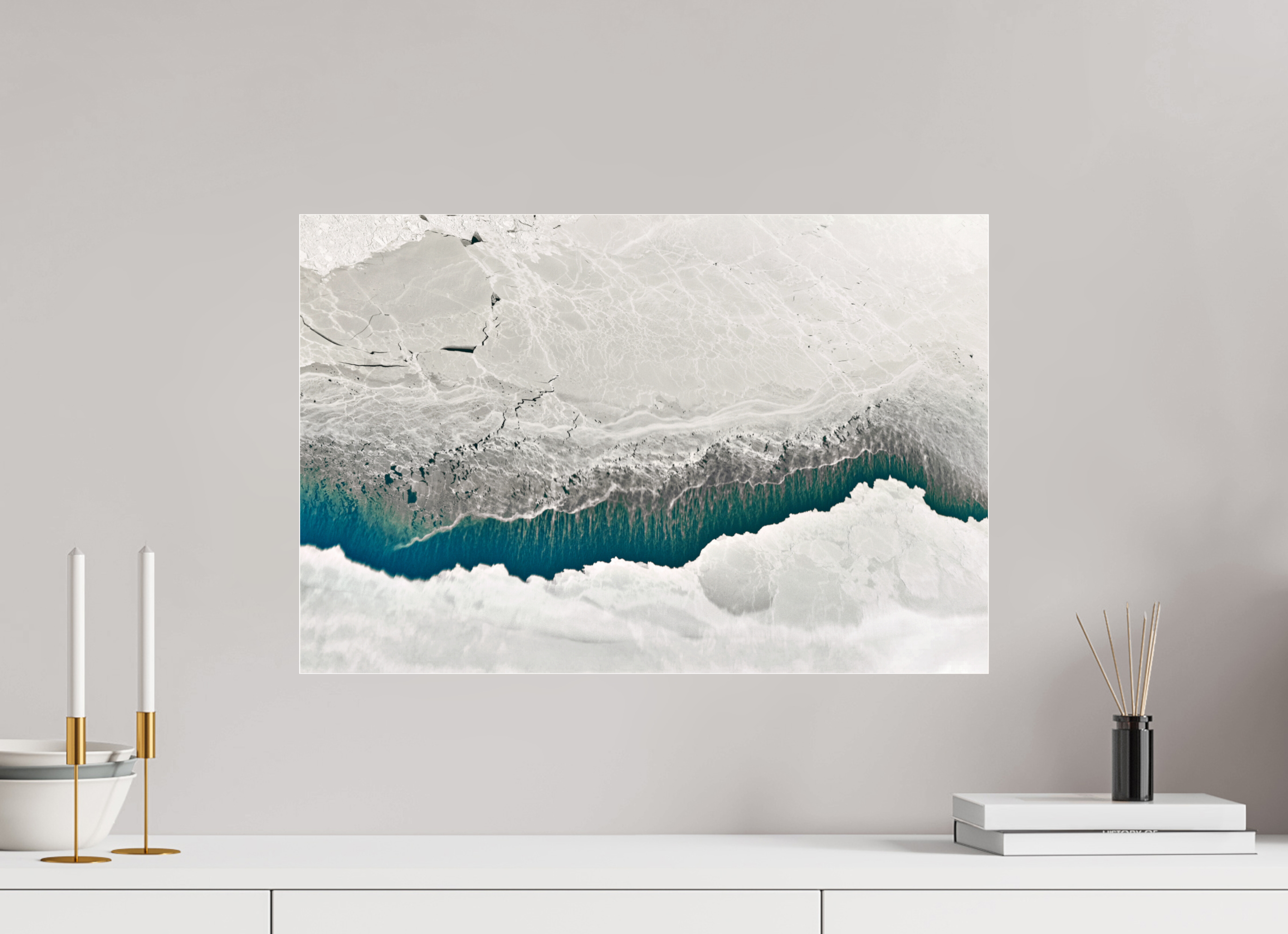 60 x 40 cm, Floating Metal Print Frozen breath.
