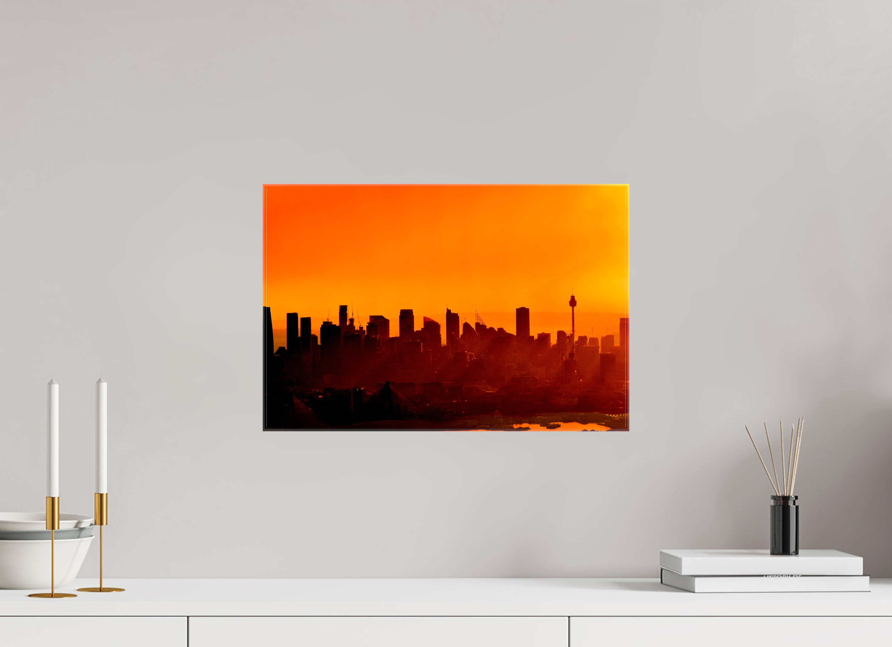 45 x 30 cm, Canvas Print Burning Silhouettes