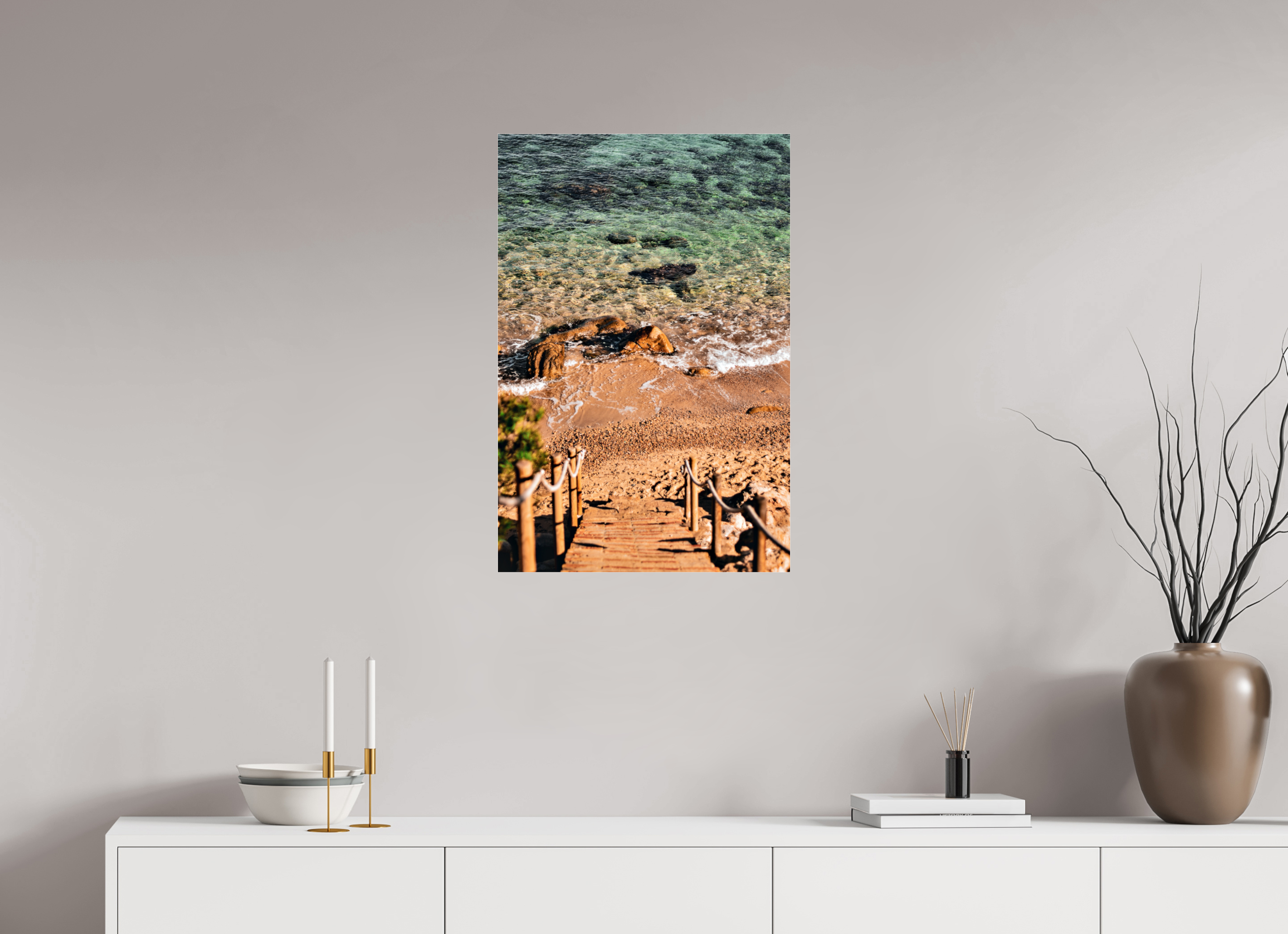 50 x 75 cm, Floating Metal Print Safe Shore.