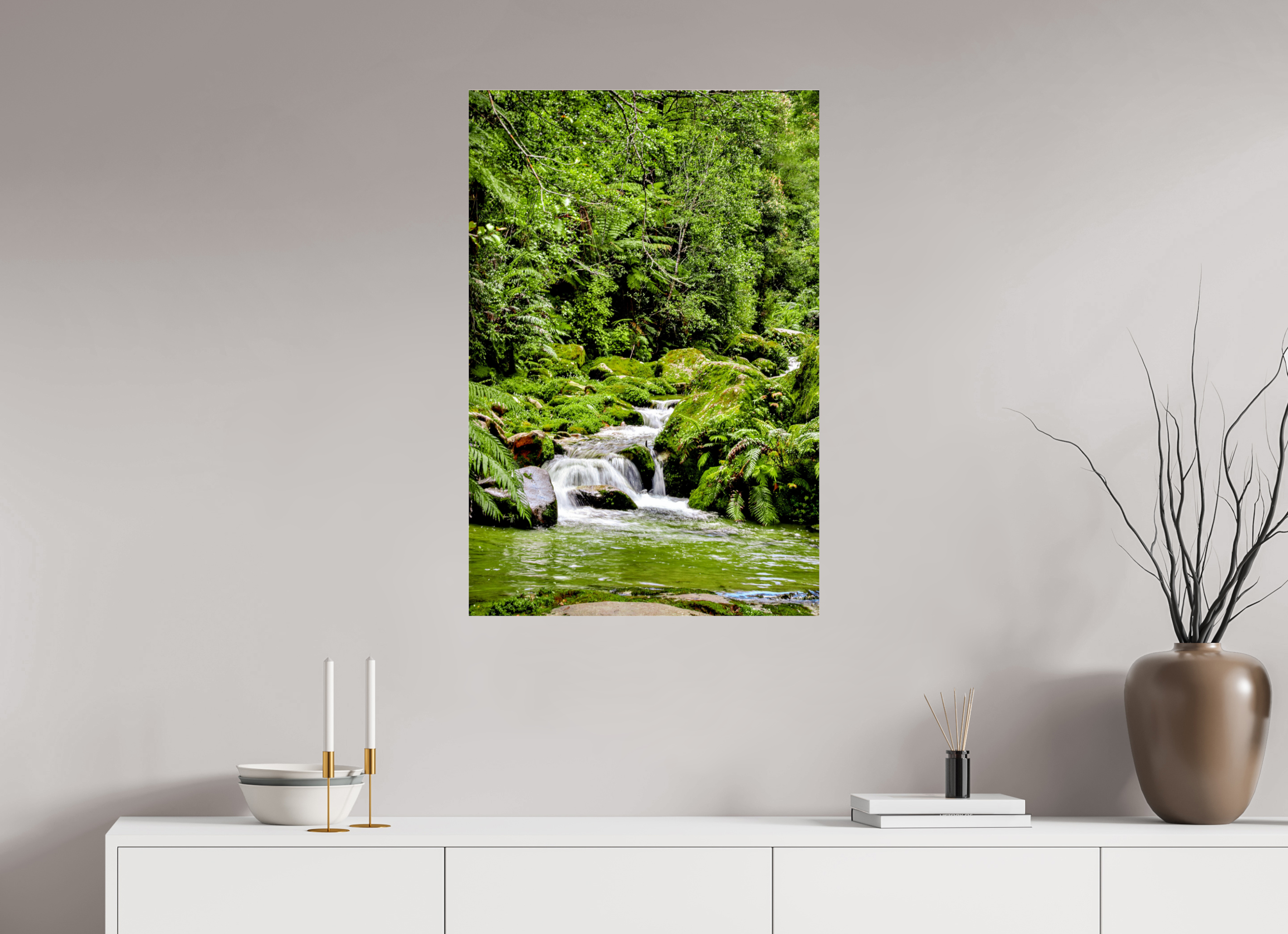 60 x 90 cm, Floating Metal Print Green Pause.